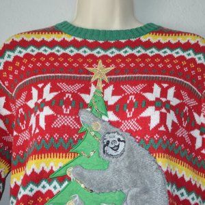 33 Degrees Unisex Sloth Fair Isle Christmas Sweater Sz S